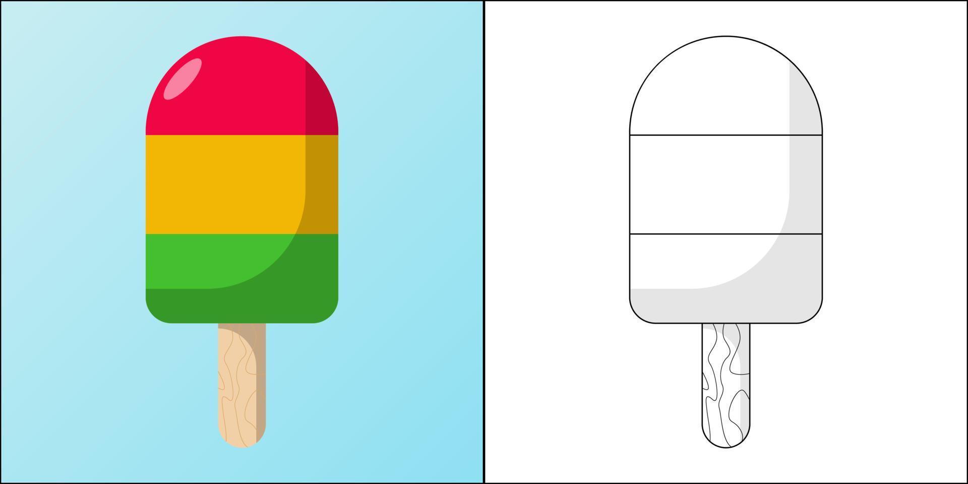 regnbågsglass lämplig för barns målarbok vektorillustration vektor