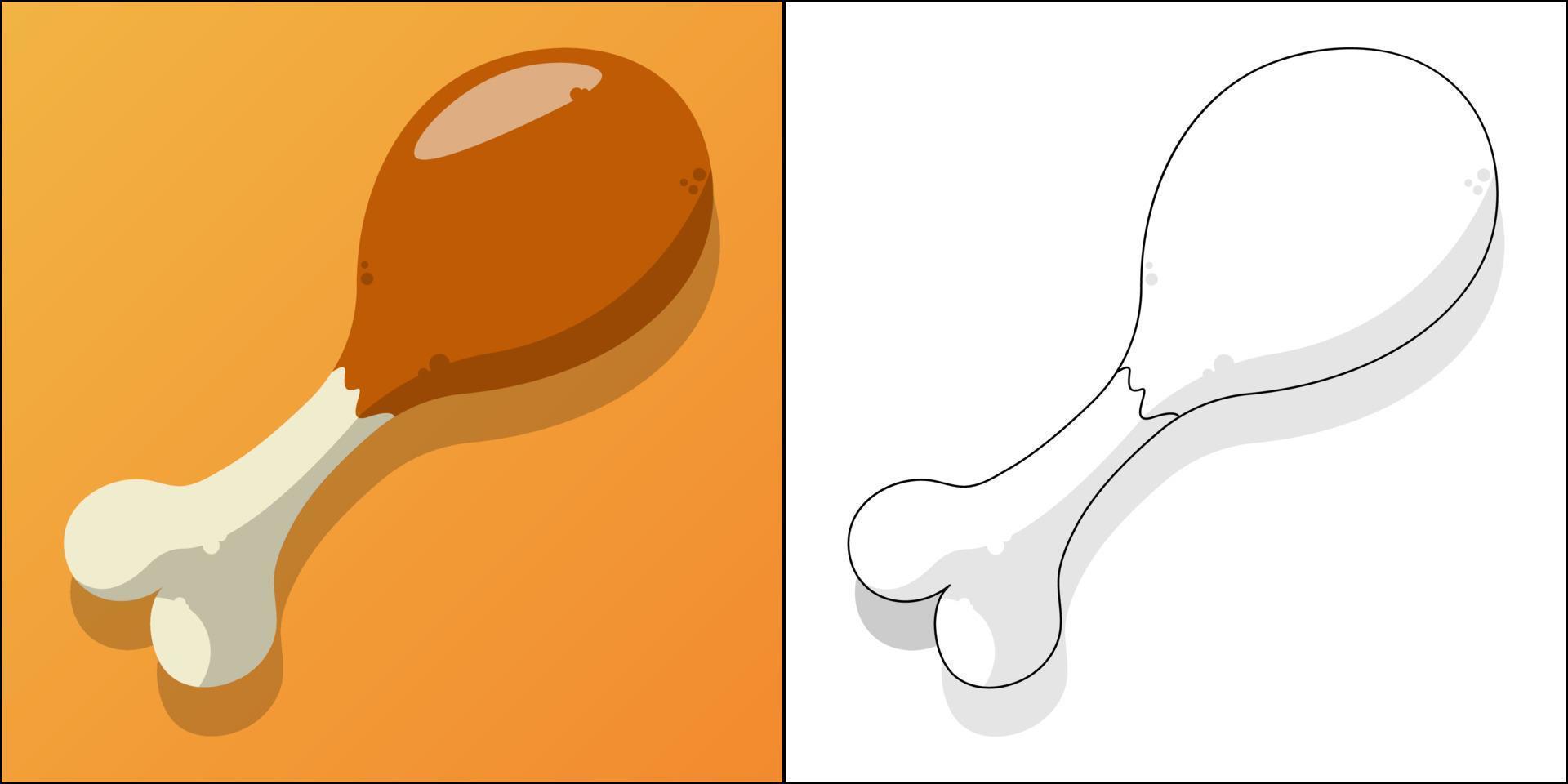 stekt kyckling lämplig för barns målarbok vektorillustration vektor