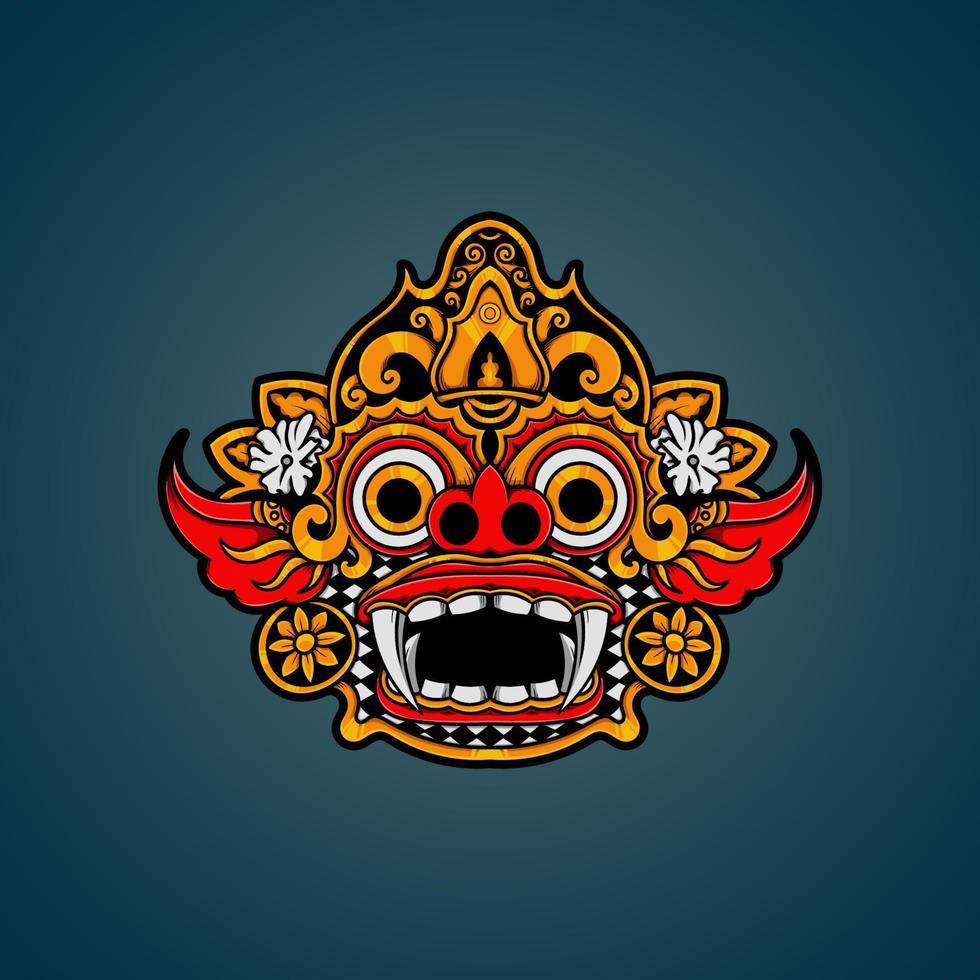 hand gezeichnete balinesische barong-maskenvektorillustration vektor