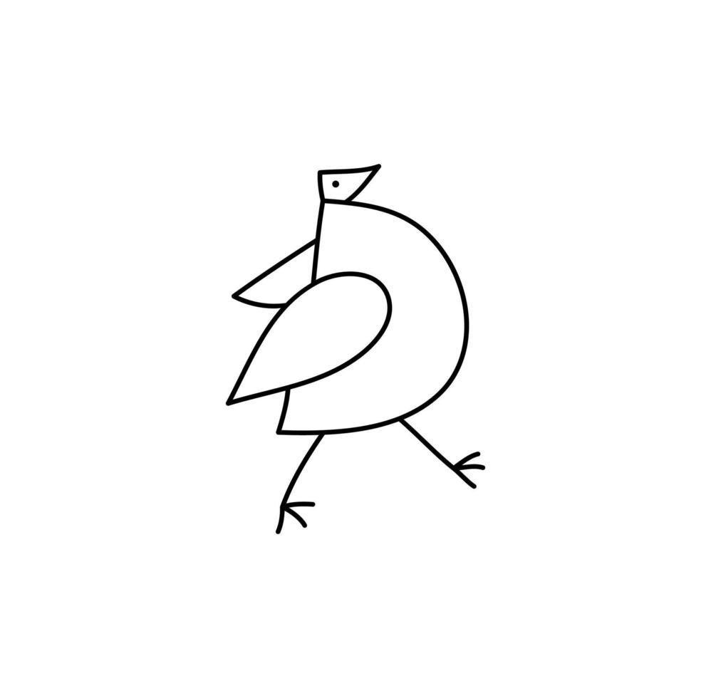 Vektor Monoline niedlichen Vogel Strichzeichnungen Umriss Logo Symbol Zeichen Symbol Design-Konzept. skandinavische Abbildung