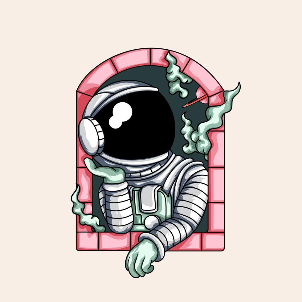 astronaut i fönsterdesignillustrationen vektor