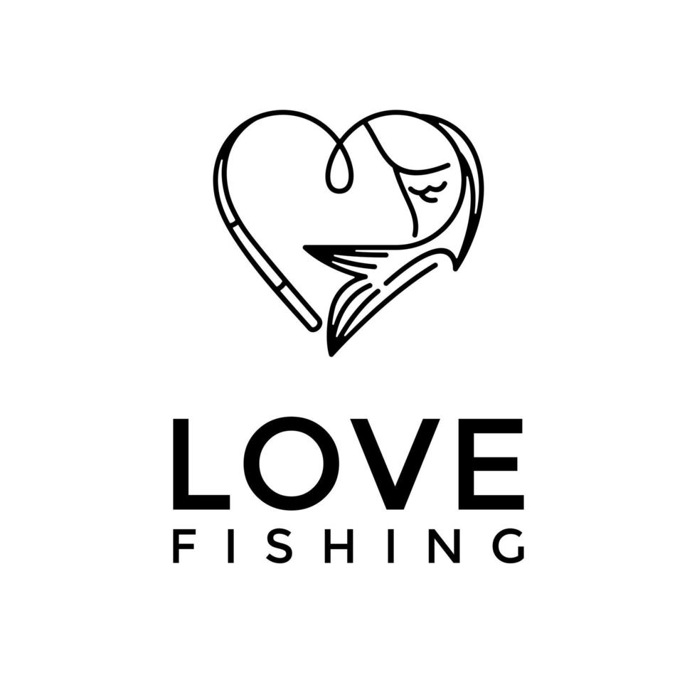 Angler- oder Liebesfischer-Logo-Design vektor