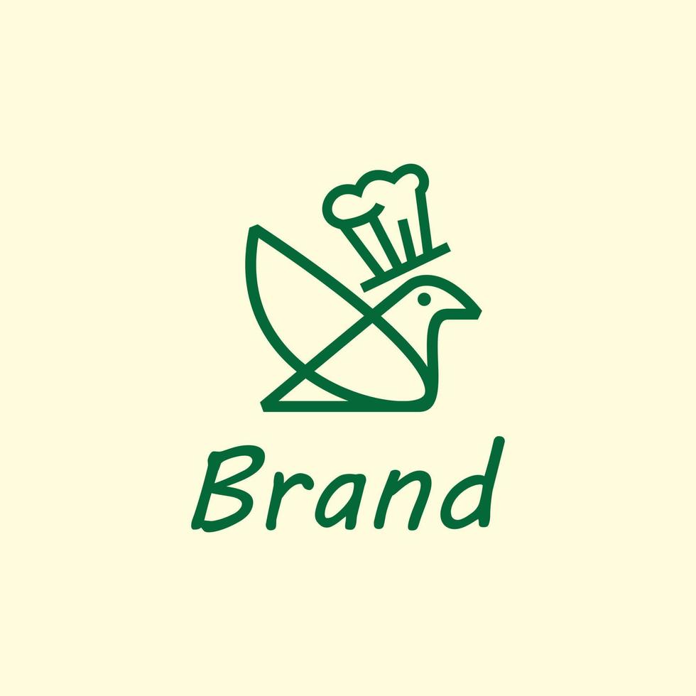 fågel linje och restaurang logotyp vektor mall