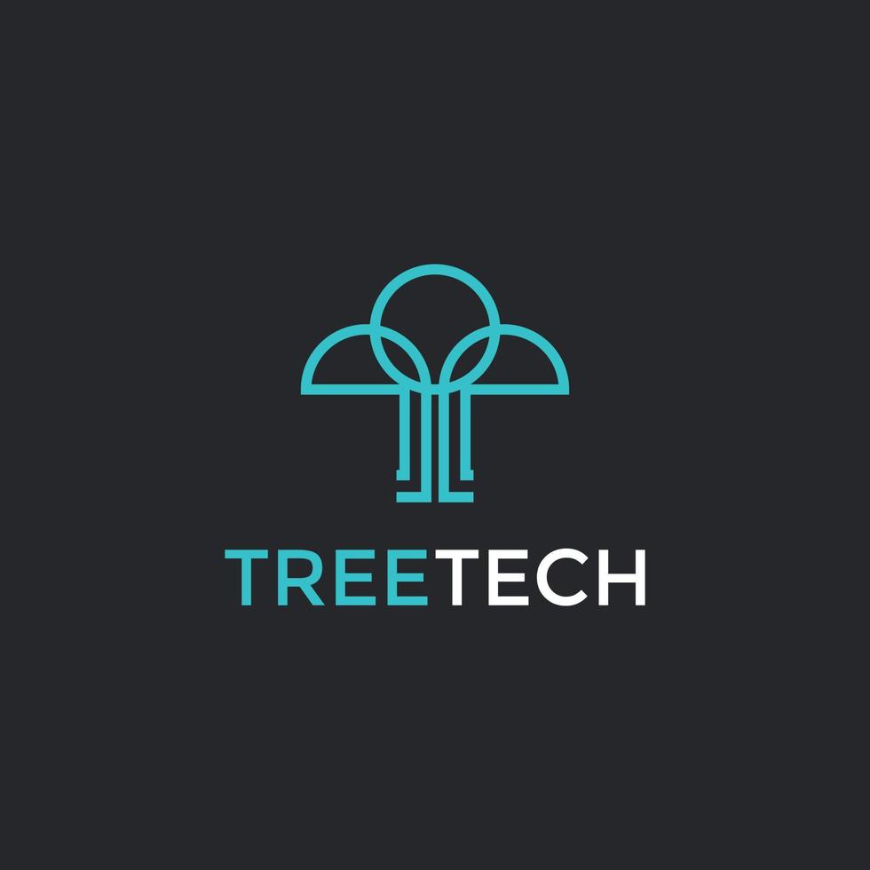 abstrakt träd tech logotyp formgivningsmall vektor