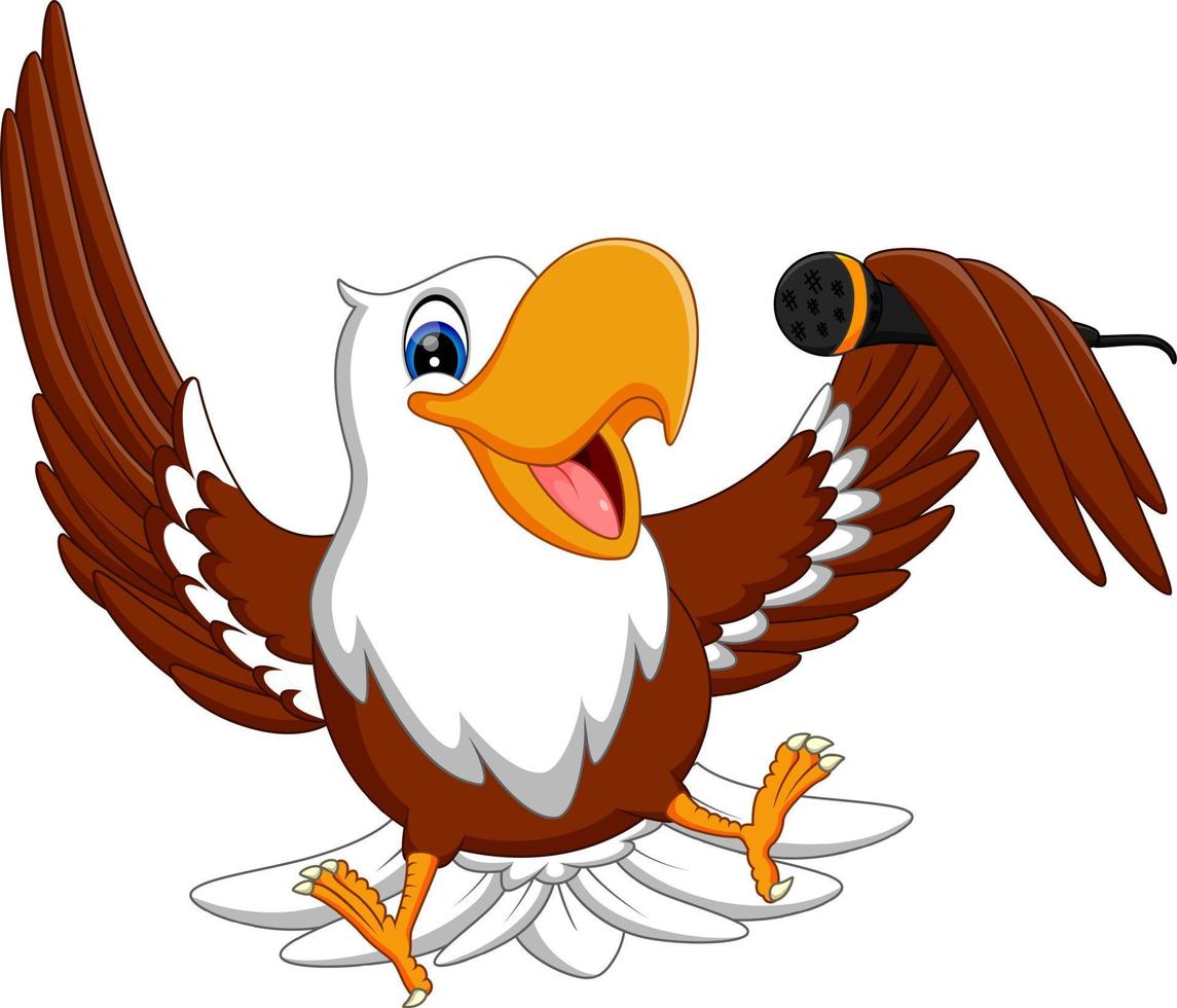Cartoon Weißkopfseeadler stehend mit ausgestreckten Flügeln vektor