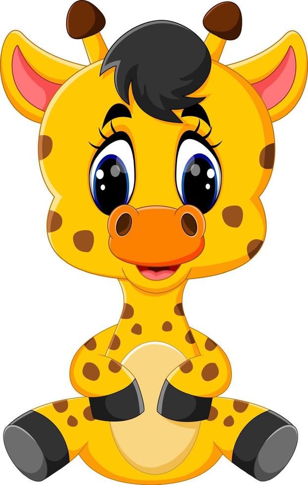 tecknad baby giraff sitter vektor