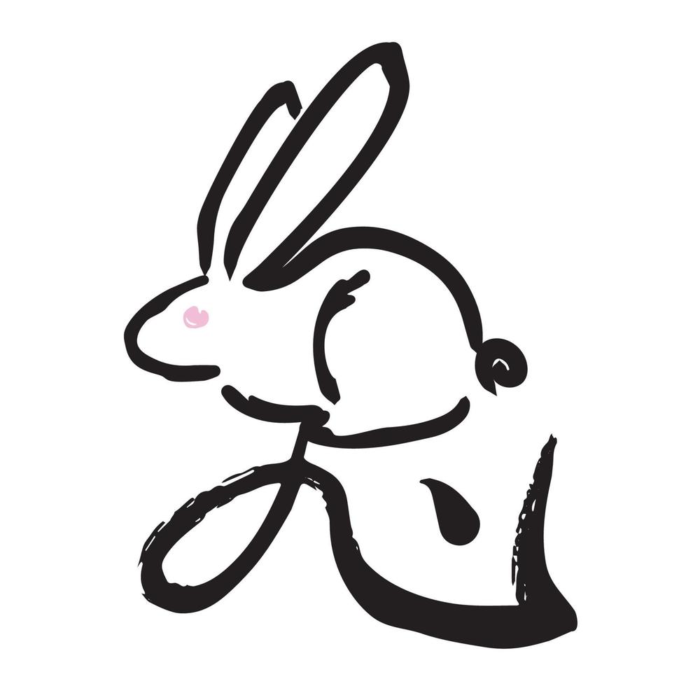 kinesiska ord karaktär med kanin grafik vektor