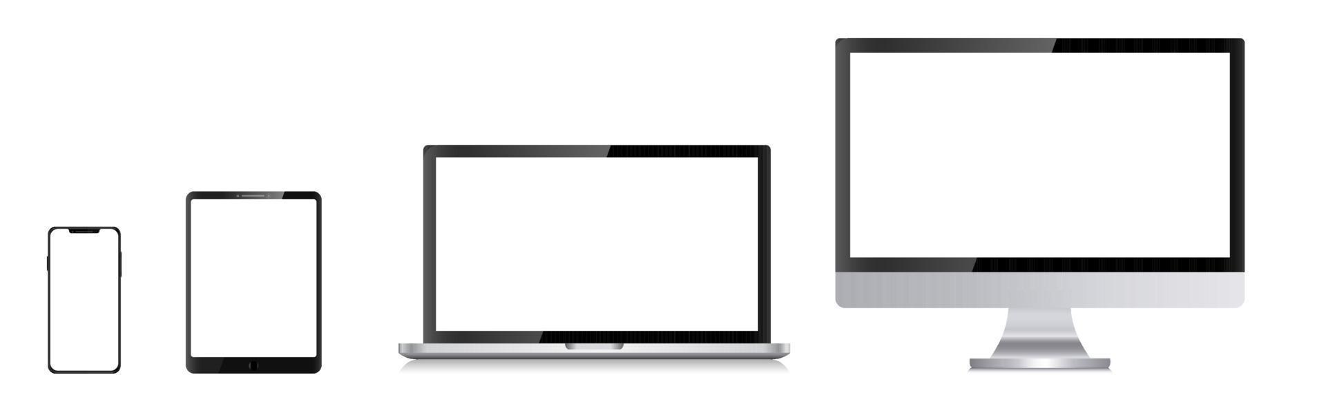 enhet skärmuppsättning - bärbar smartphone surfplatta datorskärm. vektor