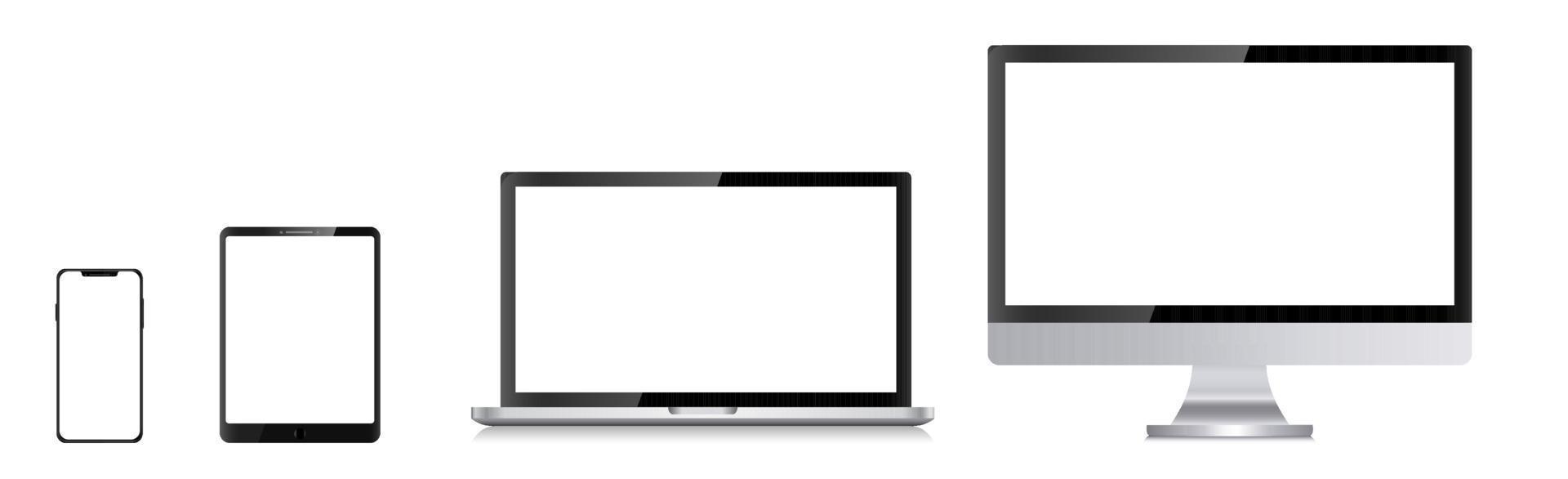 Gerätebildschirm-Set - Laptop-Smartphone-Tablet-Computer-Monitor. Vektor