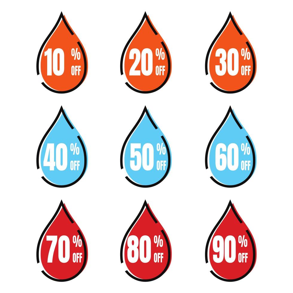 etikett rabatt procent färg platt vektor design - klistermärke kupong marknadsföring - släpp symbol