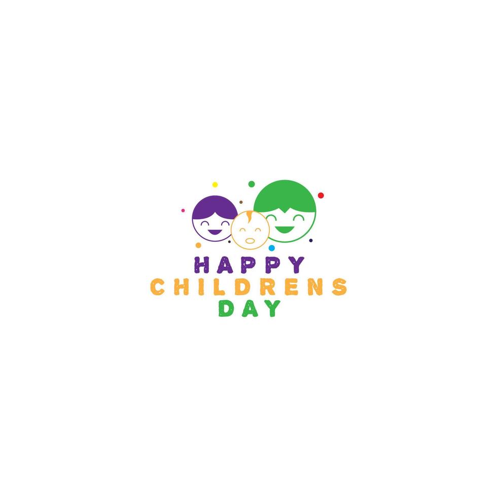 världens barns dag bakgrund glada barns ansikte affisch logo design vektor ikon illustration