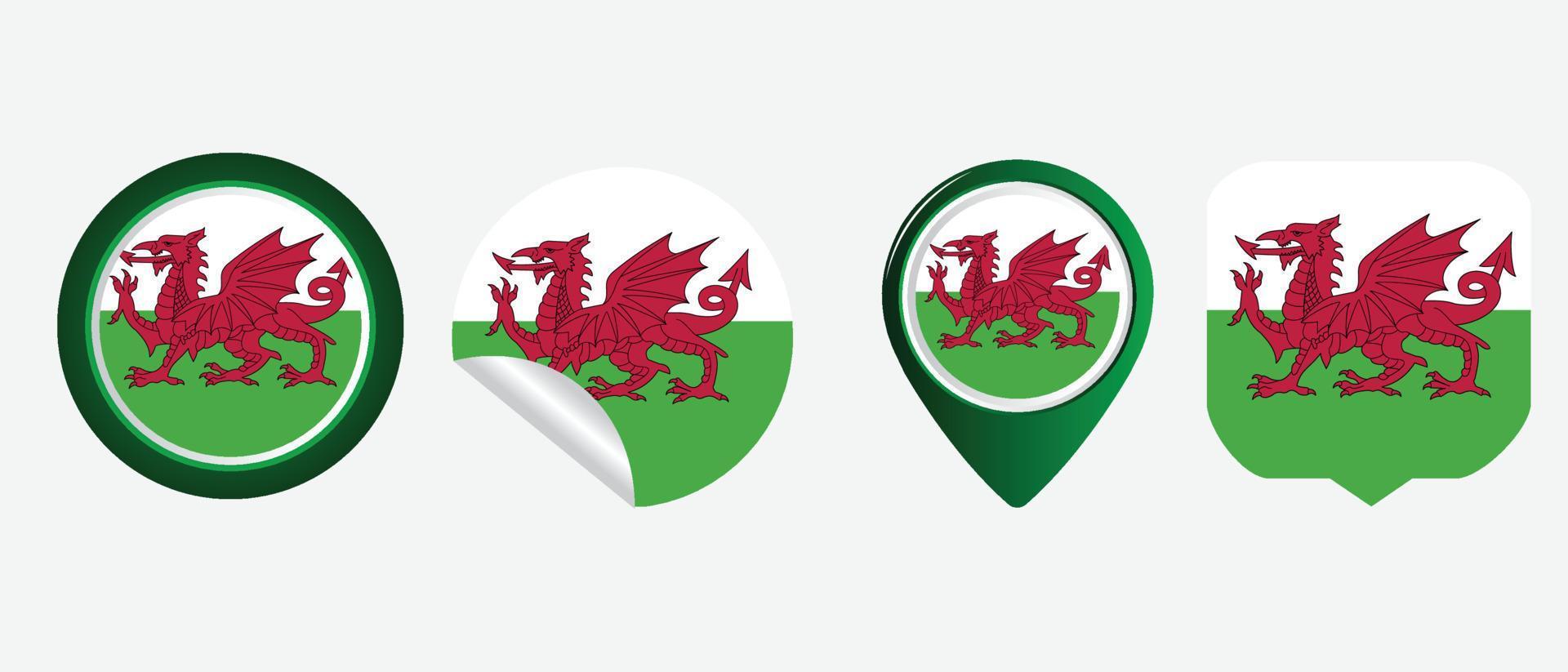 wales flagga. platt ikon symbol vektor illustration