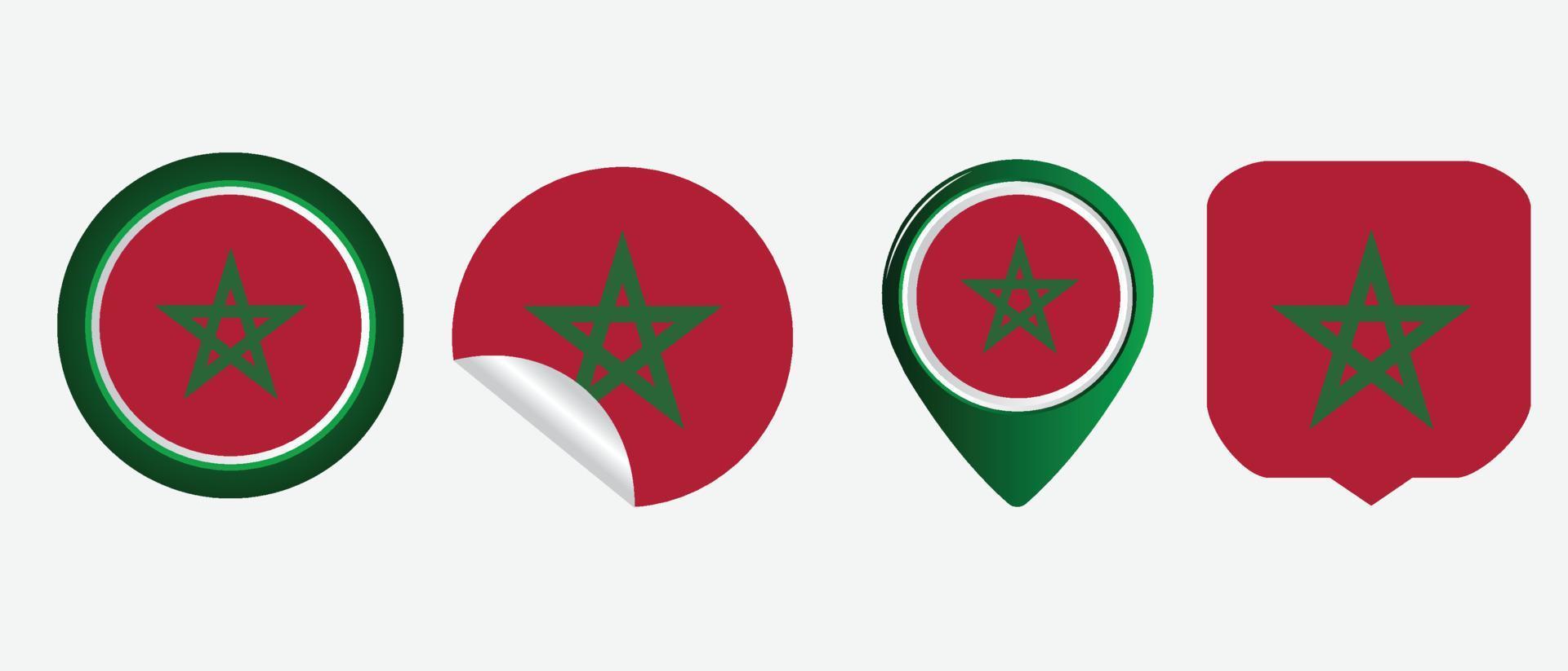 Marocko flaggikon. web ikonuppsättning. ikoner samling platt. enkel vektorillustration. vektor