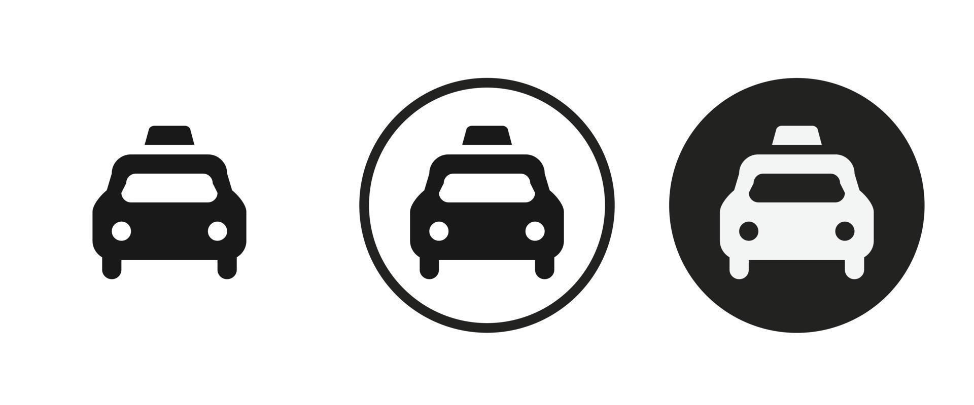 Taxi-Icon-Set. Sammlung hochwertiger schwarzer Umrisslogos für Website-Design und mobile Apps im Dunkelmodus. Vektor-Illustration auf weißem Hintergrund vektor