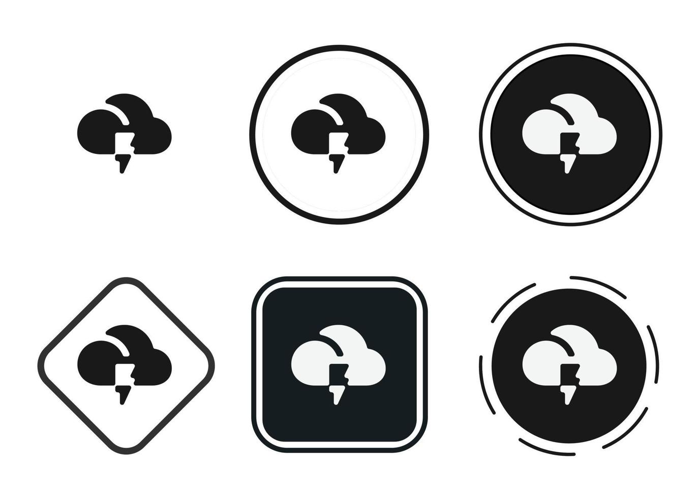 åskväder ikonuppsättning. samling av högkvalitativ svart konturlogotyp för webbdesign och mobila mörka lägesappar. vektor illustration på en vit bakgrund