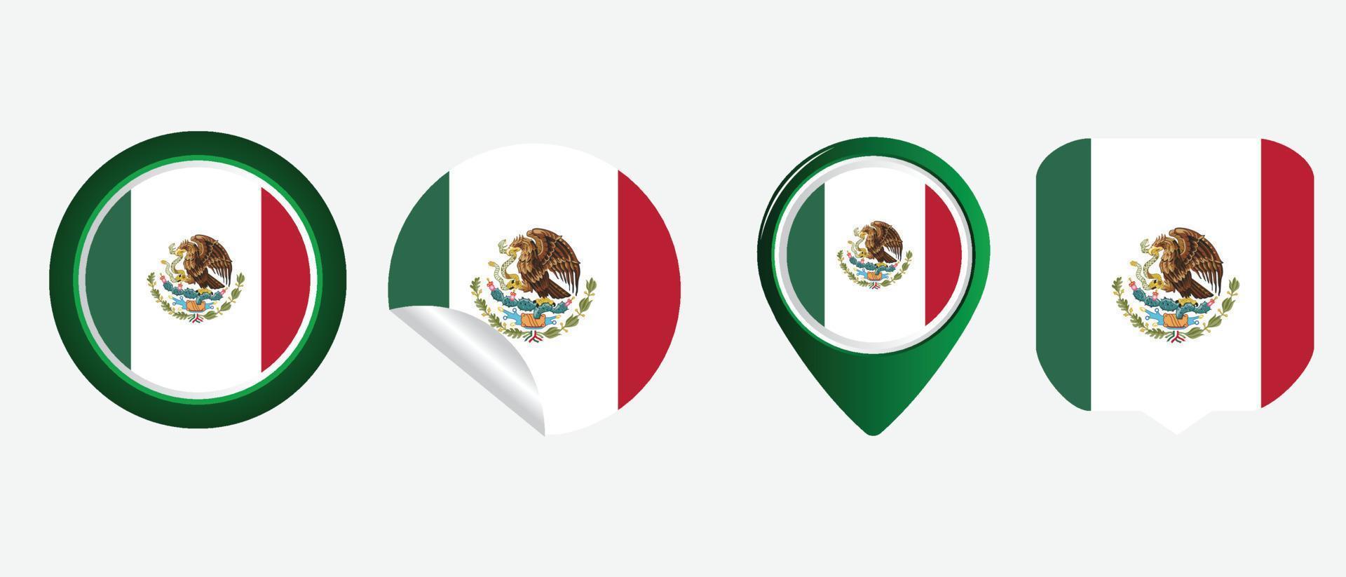 Mexiko-Flagge-Symbol. Web-Icon-Set. Icons Sammlung flach. einfache Vektorillustration. vektor