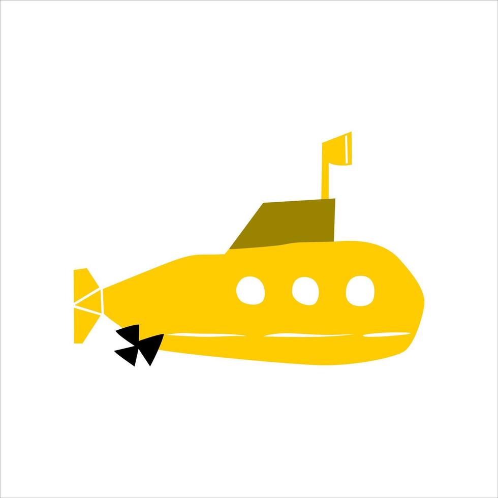 U-Boot-Vektorillustration der flachen Art der Karikatur lokalisiert auf weißem Hintergrund. vektor