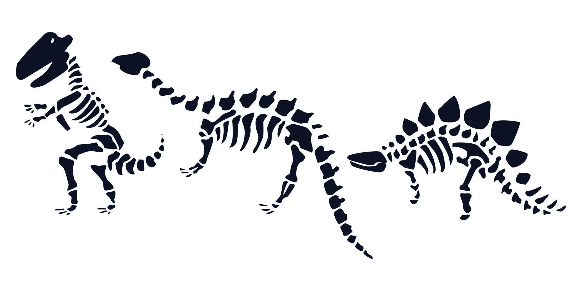 Cartoon-Dinosaurier-Skelett flachen Stil Vektorgrafik isoliert auf weißem Hintergrund. vektor