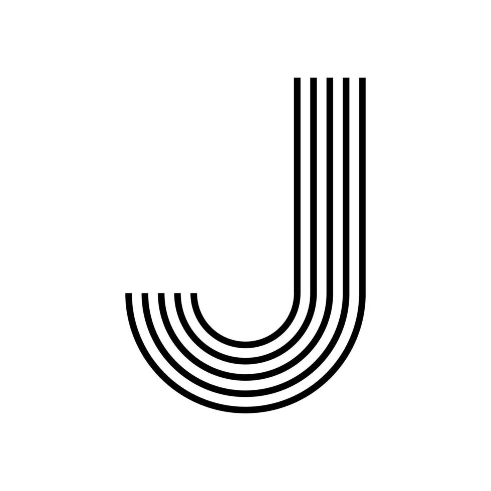 Linearer Buchstabe j moderne Ikone. Alphabet-Linie und j-Kräuter-Verflechtungsdesign. Logo, Corporate Identity, App, kreatives Banner und mehr. kreative geometrische Linie. vektor