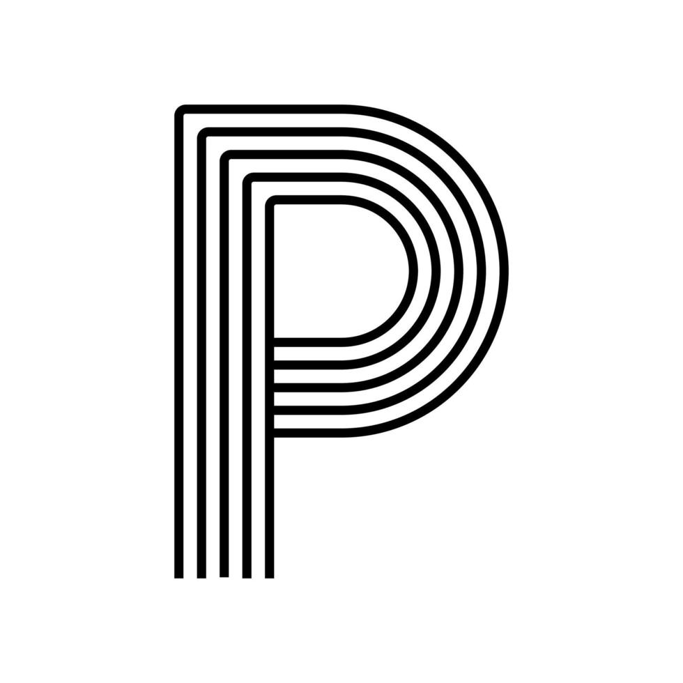 Linearer Buchstabe p modernes Symbol. alphabet linie und p kräuterverflechtungsdesign. Logo, Corporate Identity, App, kreatives Banner und mehr. kreative geometrische Linie. vektor