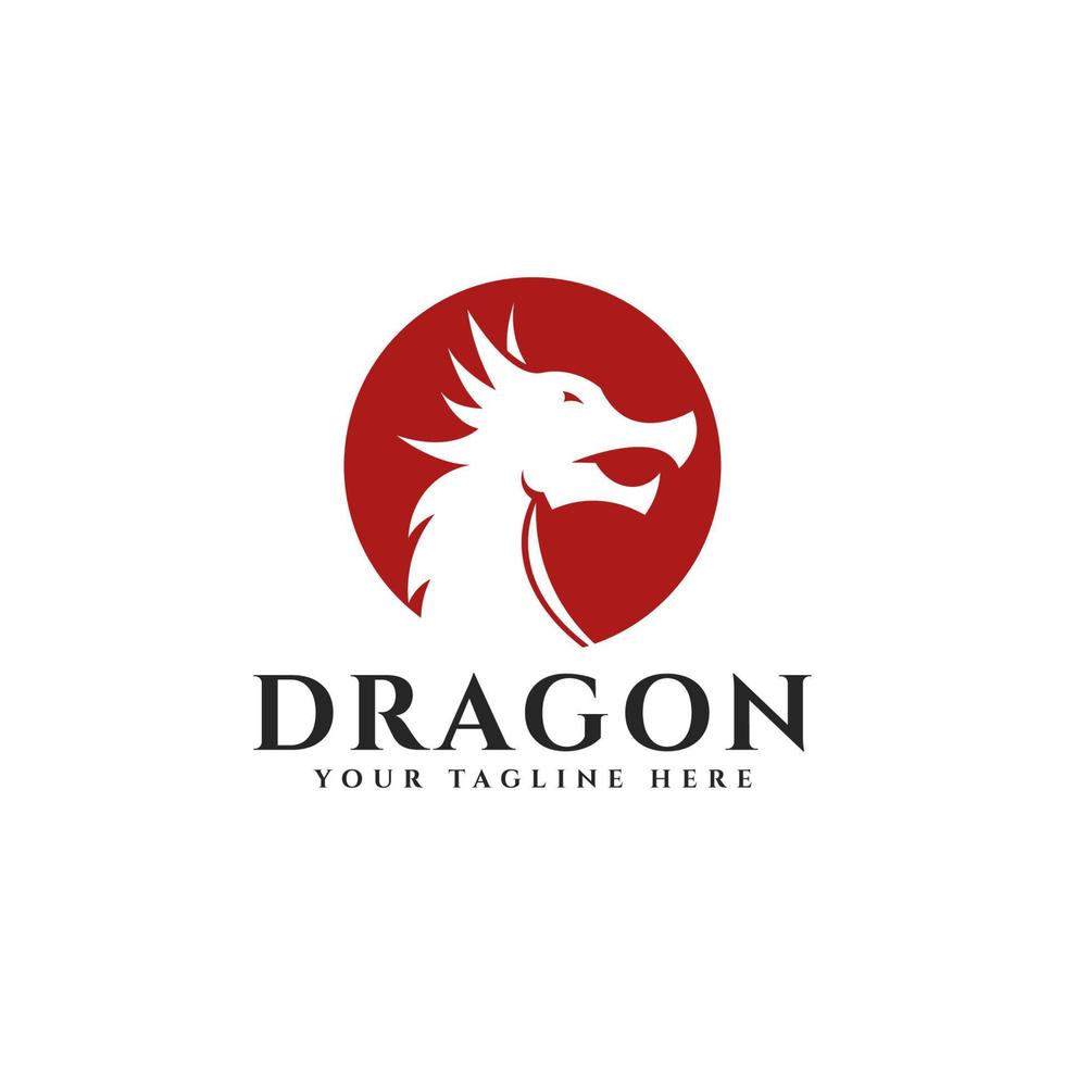 dragon silhouette cirkel logotyp vektor illustration design, dragon logotyp mall inspiration, dragon logotyp element