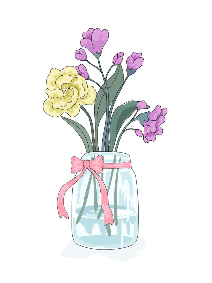 Blumenvasenvektor-Illustrationssammlung entworfen im Gekritzelstil auf weißem Hintergrund für Karte, Digitaldruck, T-Shirt-Design, Tasche, Kleidungsmuster, Handwerk und mehr. vektor