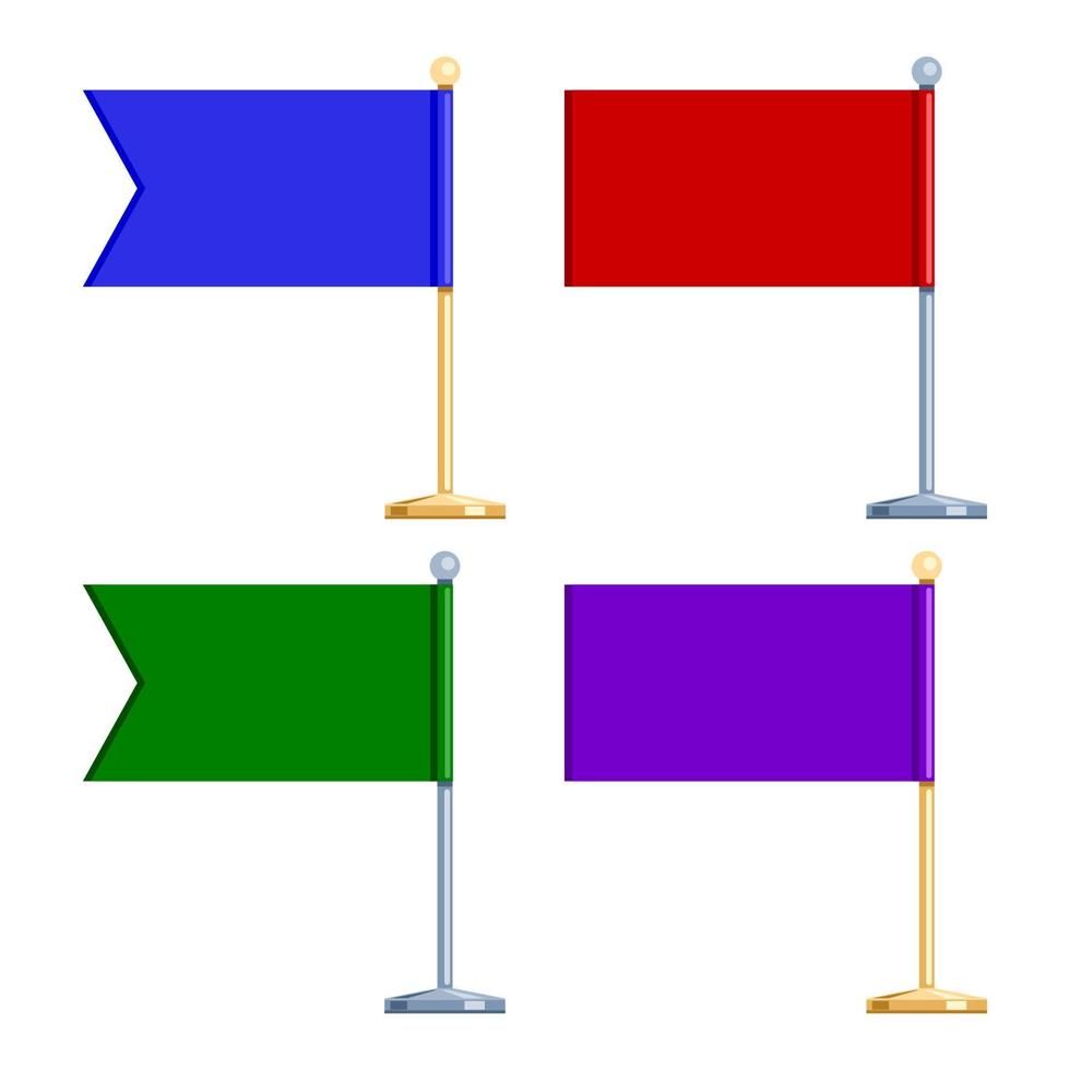 flagga med en guld metall stativ isolerade vit bakgrund vektor