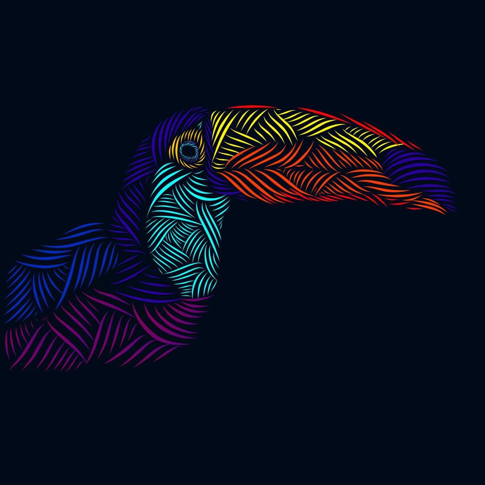 das farbenfrohe Logo-Design der Hornbill-Tierlinie Pop-Art-Porträt vektor