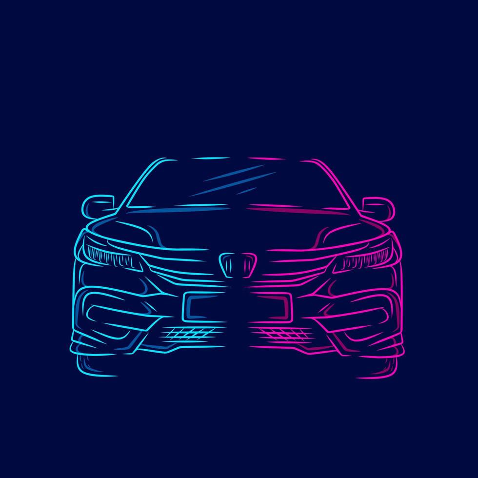 automotive bil linje popkonst porträtt färgglad design med mörk bakgrund. abstrakt vektorillustration. vektor
