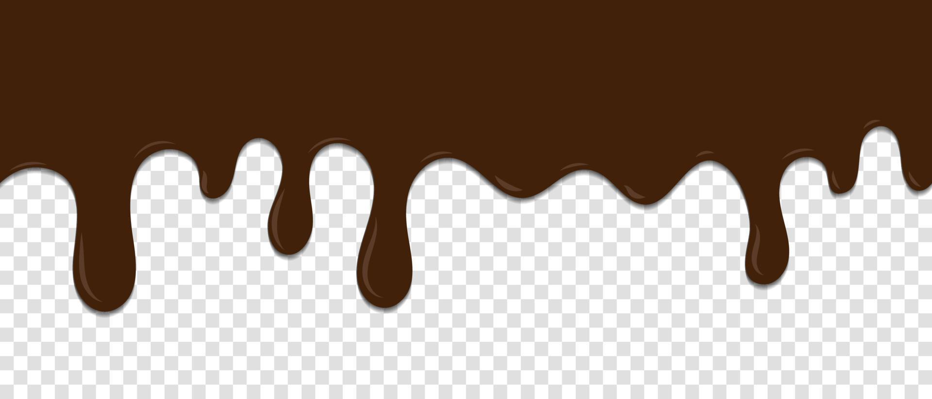 sömlösa mönster av smält choklad som droppar. dessert bakgrund med smält choklad. banner seamless mönster. vektor illustration