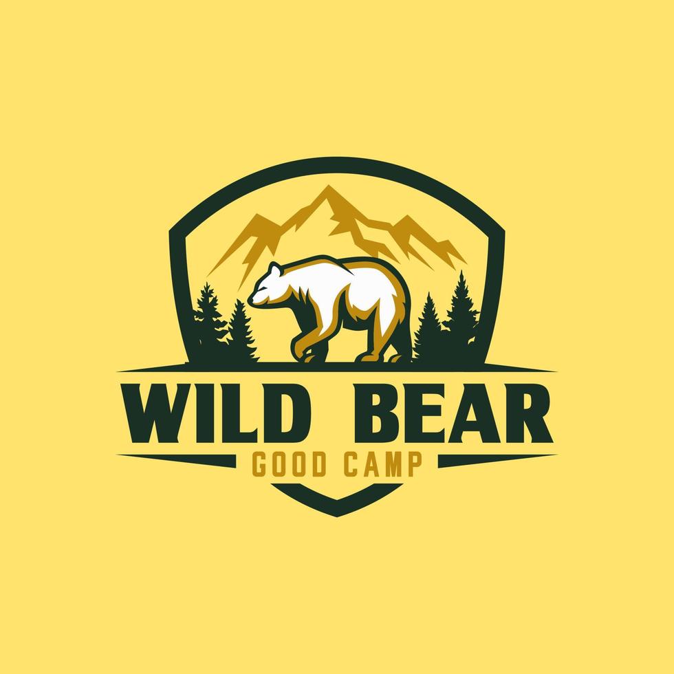 vintage björn logotyp design vektor mall