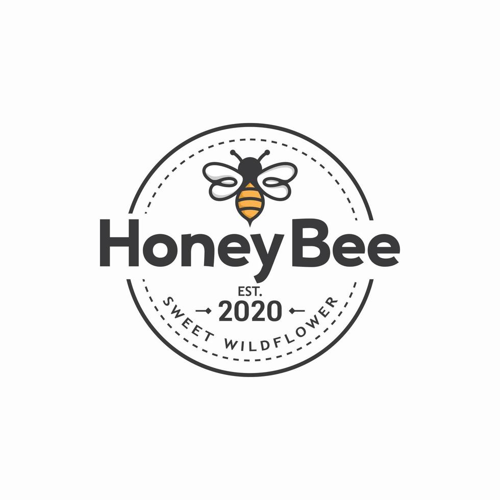 Vintage Honigbiene Logo Vorlage Vektor Illustration