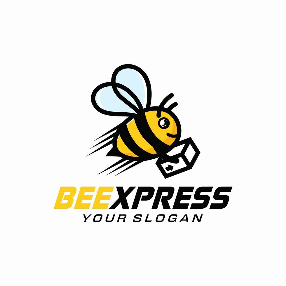 schnelle lieferung express paket fliegende bienen logo symbol vektor