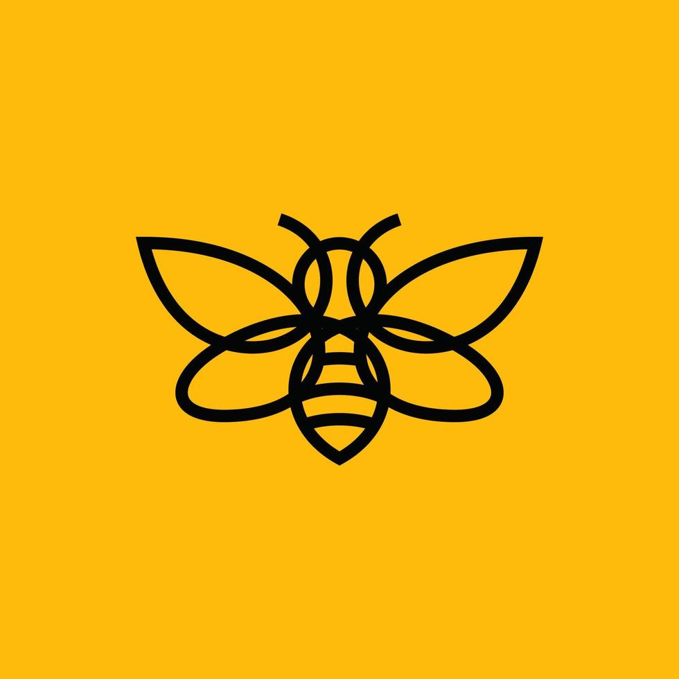 bee logotyp design vektor mall linjär stil. konturikon. kreativt hårt arbete bikupa logotyp koncept