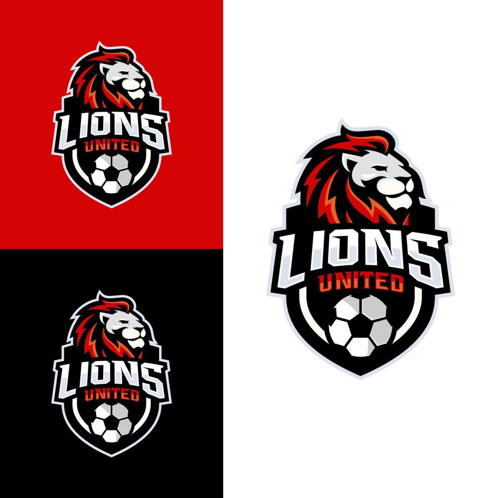 lejon fotbollslag logotyp lager vektor mall