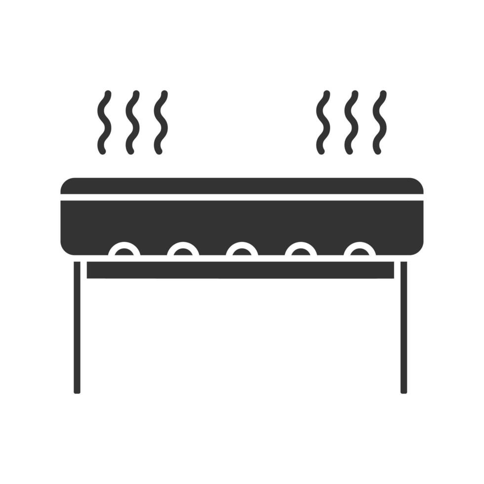 Glyphen-Symbol für Holzkohlegrillgrill. Silhouettensymbol. negativer Raum. vektor isolierte illustration