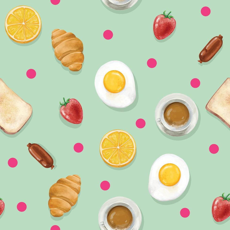 akvarell frukost seamless mönster vektor