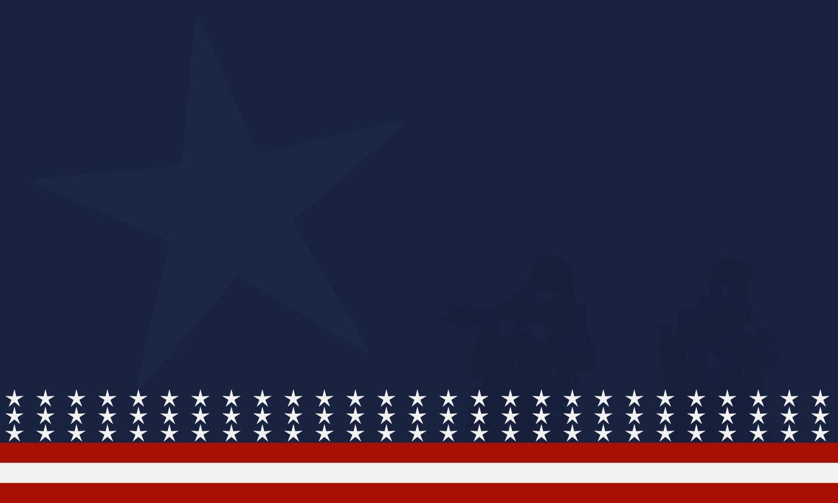 amerikanska flaggan med silhuetten av en veteransoldat och kopieringsutrymme. lämplig att placeras på innehåll med det temat. vektor