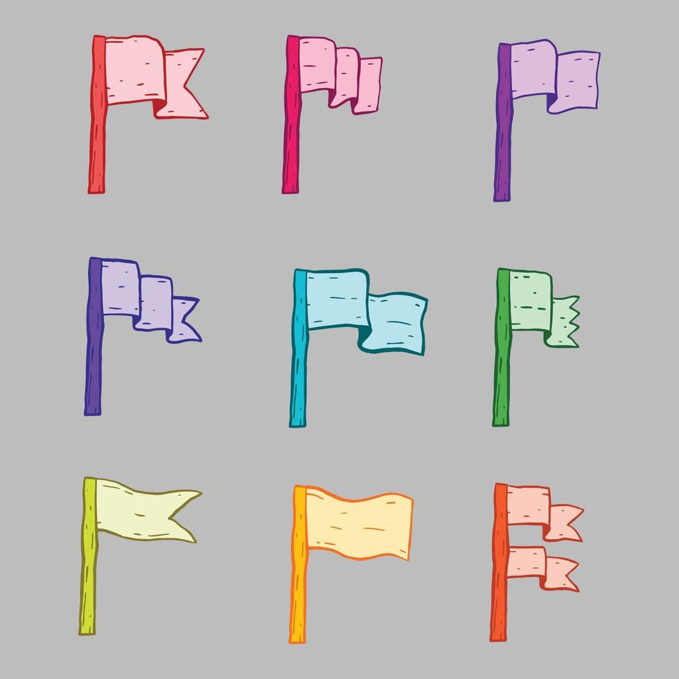 sammlung handgezeichnete flaggen kritzeln illustration für aufkleber poster etc vektor