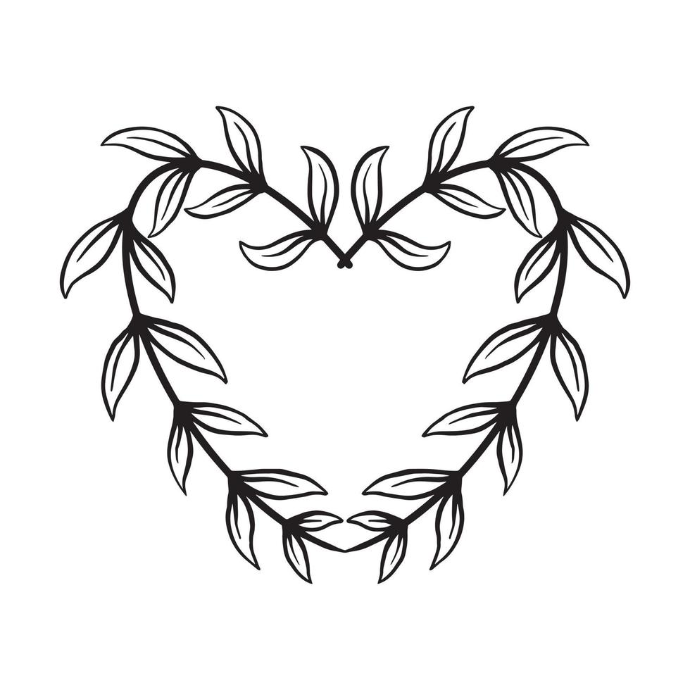 handritad hjärta löv doodle illustration för tatuering klistermärken affisch etc vektor