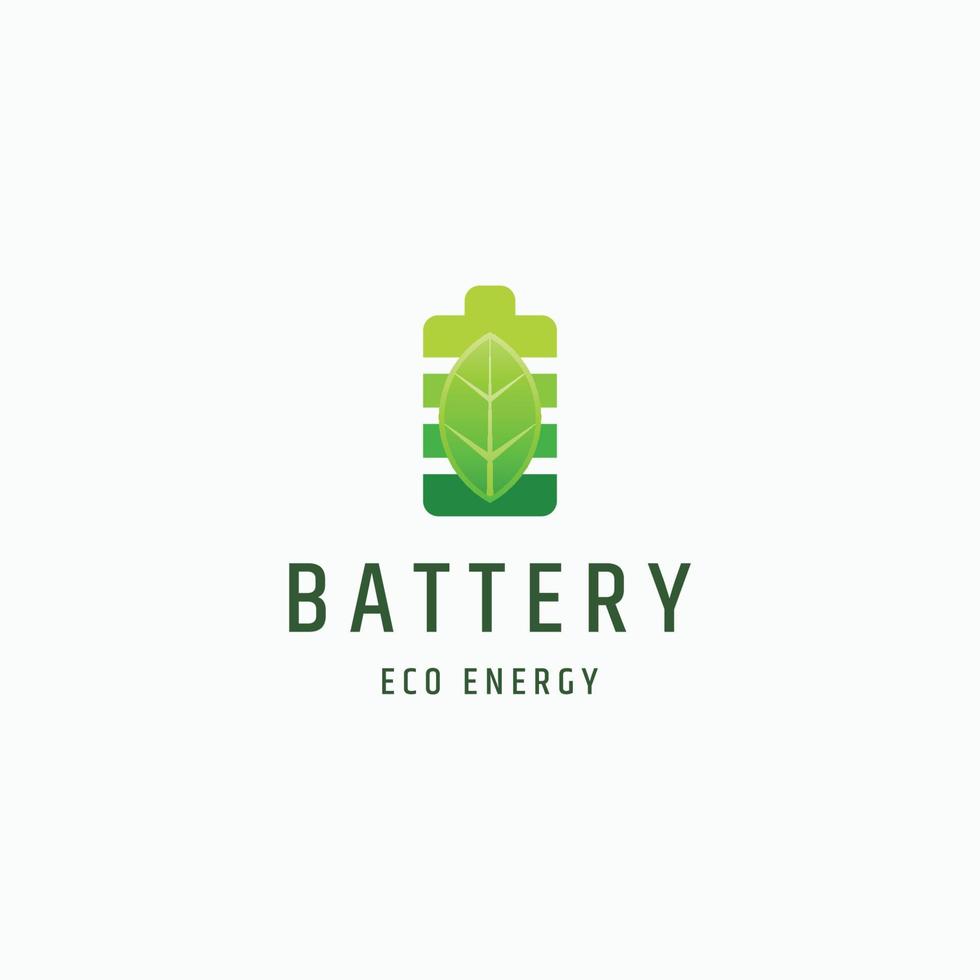 Batterie und Blatt Öko Natur Energie Logo Symbol Design Vorlage Vektor