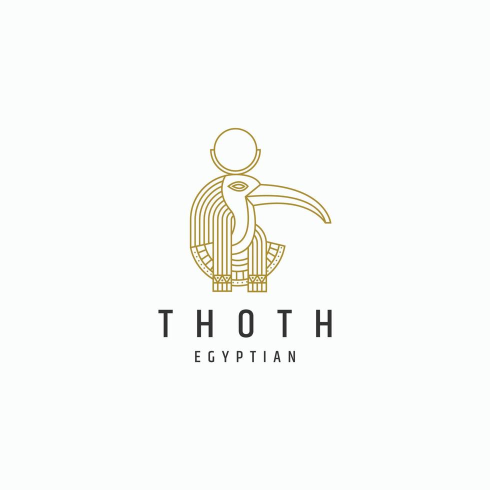 thoth egyptiska gudarna linje stil logotyp ikon designmall. elegant, lyx, guld platt vektorillustration vektor