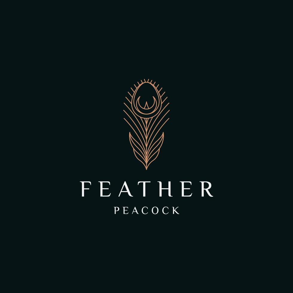 Pfauenfeder elegante Gold-Logo-Icon-Design-Vorlage flache Vektorgrafiken vektor