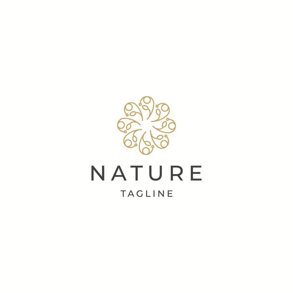 Natur Blume elegante Luxus Gold Farbe Logo Symbol Design Vorlage flachen Vektor