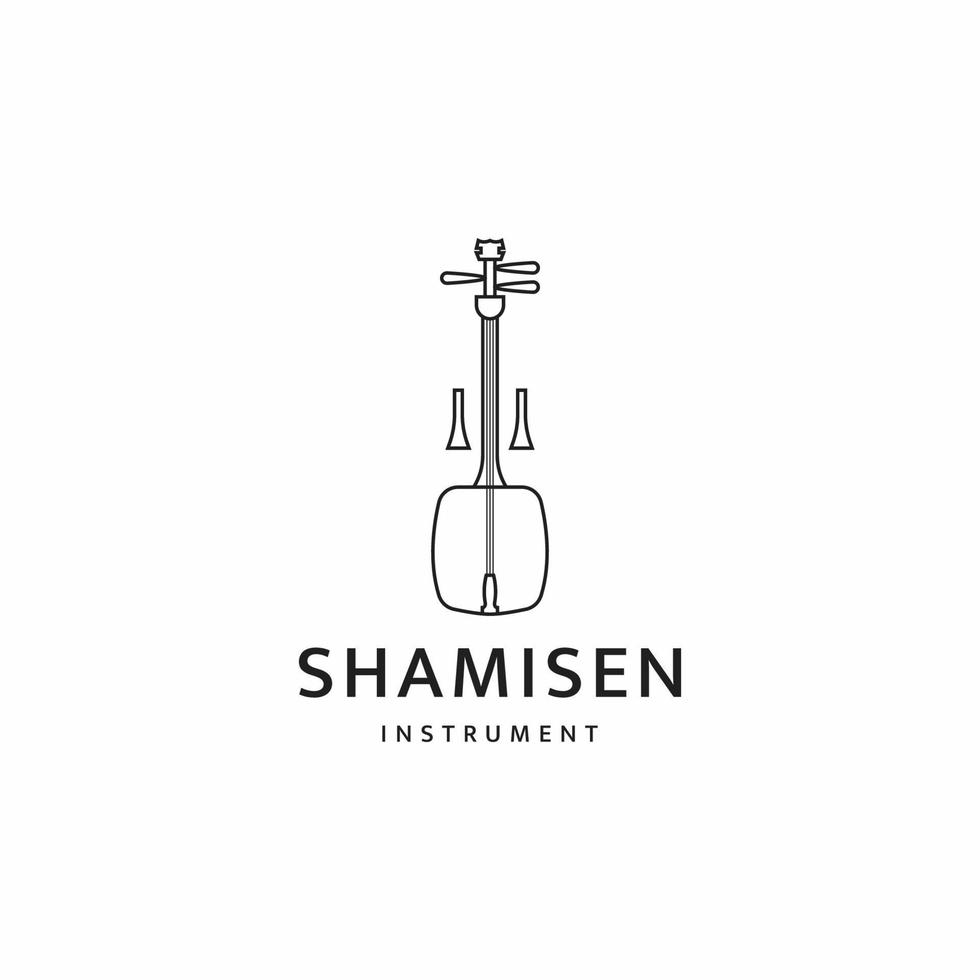 Shamisen japanisches traditionelles Musikinstrument Logo Icon Design Vorlage flacher Vektor