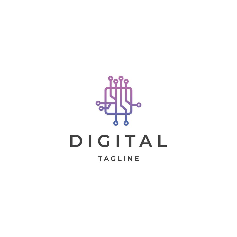 kretskort data tech logotyp ikon designmall platt vektor