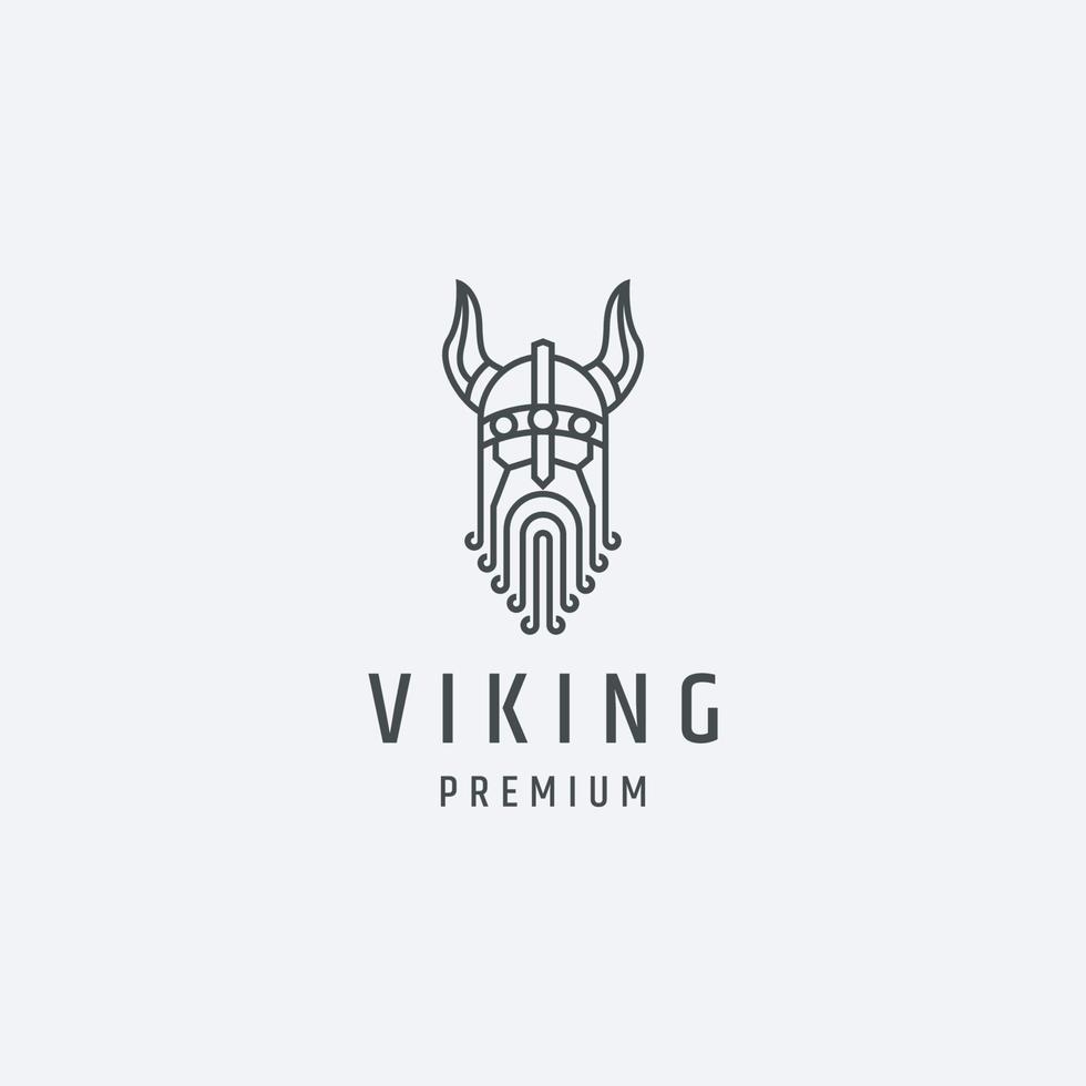 Viking Mono Line Logo Symbol Design Vorlage Vektor Illustration