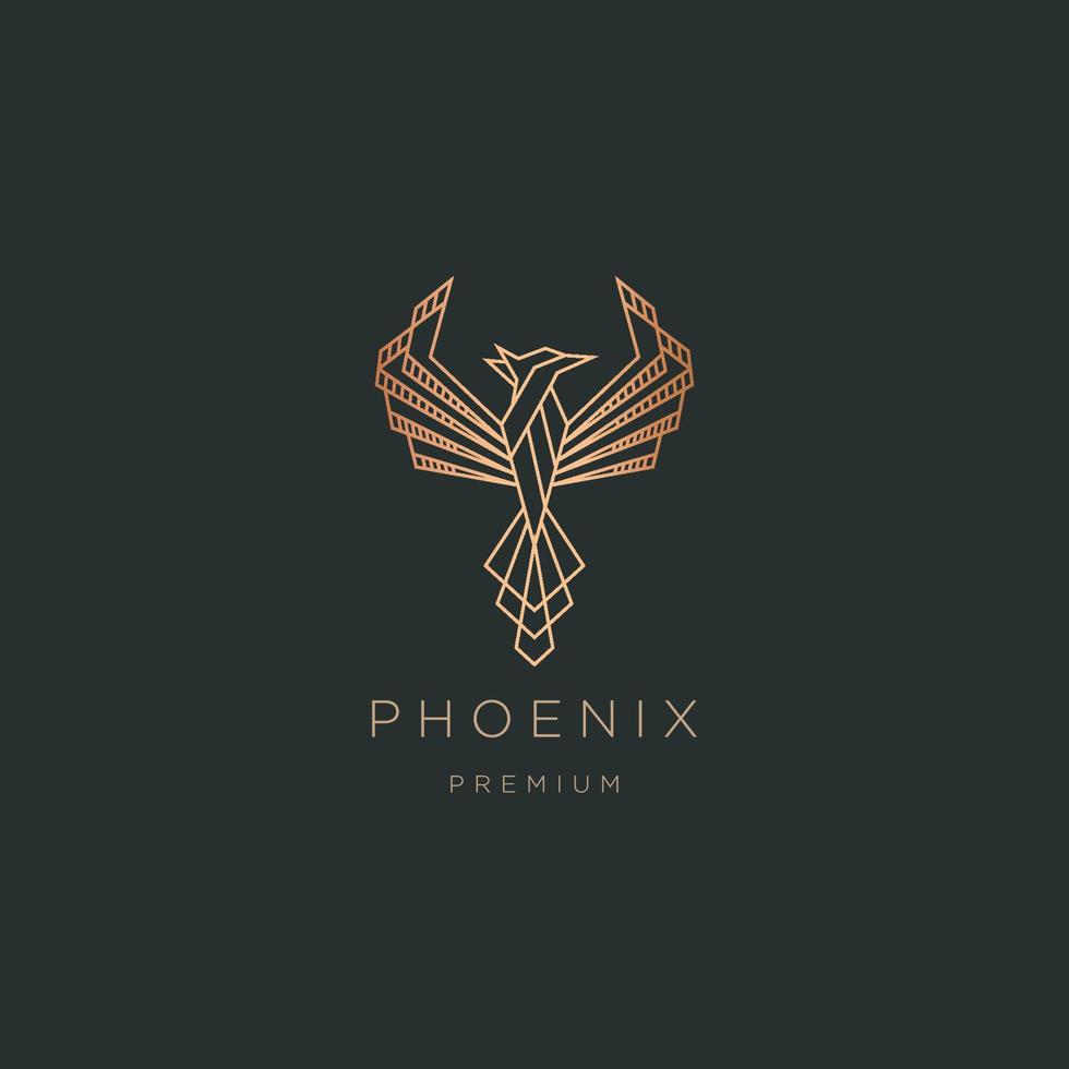 lyxig phoenix fågelgradient linjekonst logotyp ikon designmall vektorillustration vektor