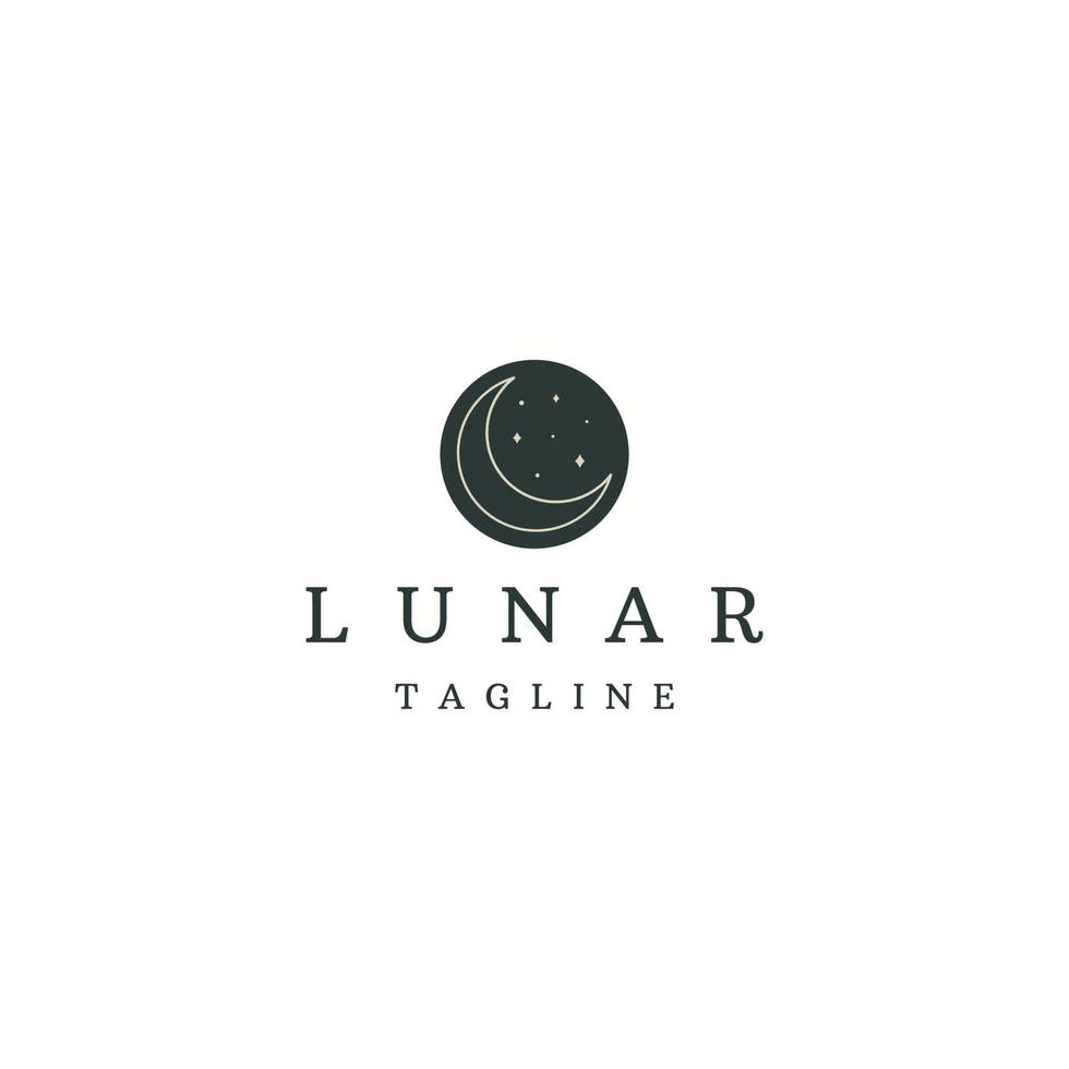 Crescent moon lunar line art stil logotyp ikon designmall platt vektor