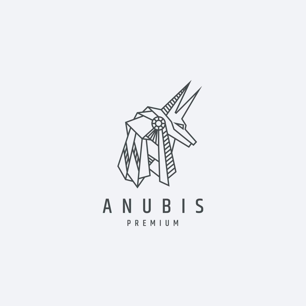 elegante Anubis-Monolinie polygonales Logo-Icon-Design-Vorlagen-Vektorillustration vektor